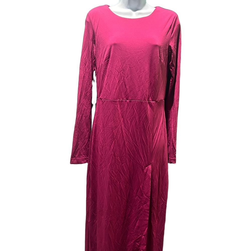 Elegant Magenta Long Sleeve Dress